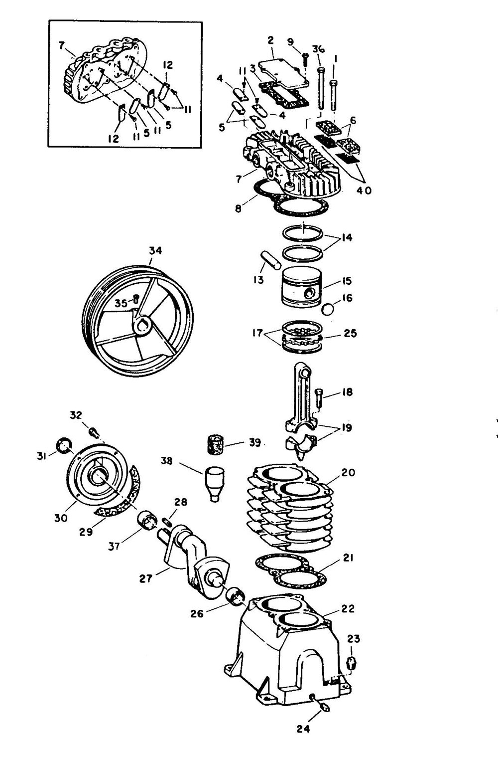 Pump Parts Diagram and Parts List for VT558701AJ  Campbell Hausfeld Compressor